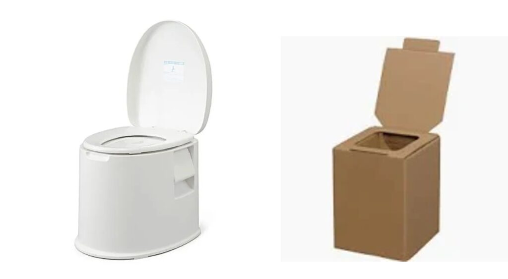ポータブルトイレとダンボールトイレは、本来トイレではないところで用を足すときに使う。在宅避難で使用する機会は限定的。